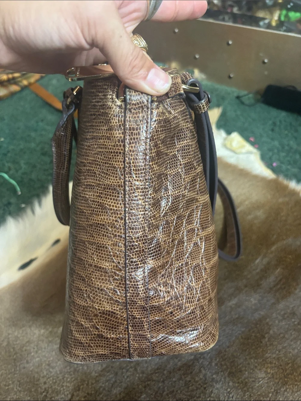 Brahmin lizard leather 2way duxbury bag
